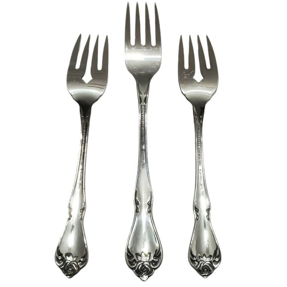 Oneida Rogers True Arbor Rose 1 Dinner Fork 2 Salad Forks Replacement Stainless - Picture 3 of 6